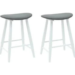 vidaXL Eettafelstoelen 2 st Massief Rubberhout Wit 46 x 37 x 63 cm