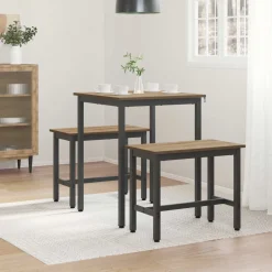 vidaXL Eettafels 60 x 60 x 75 cm Bewerkt hout Artisanaal eiken