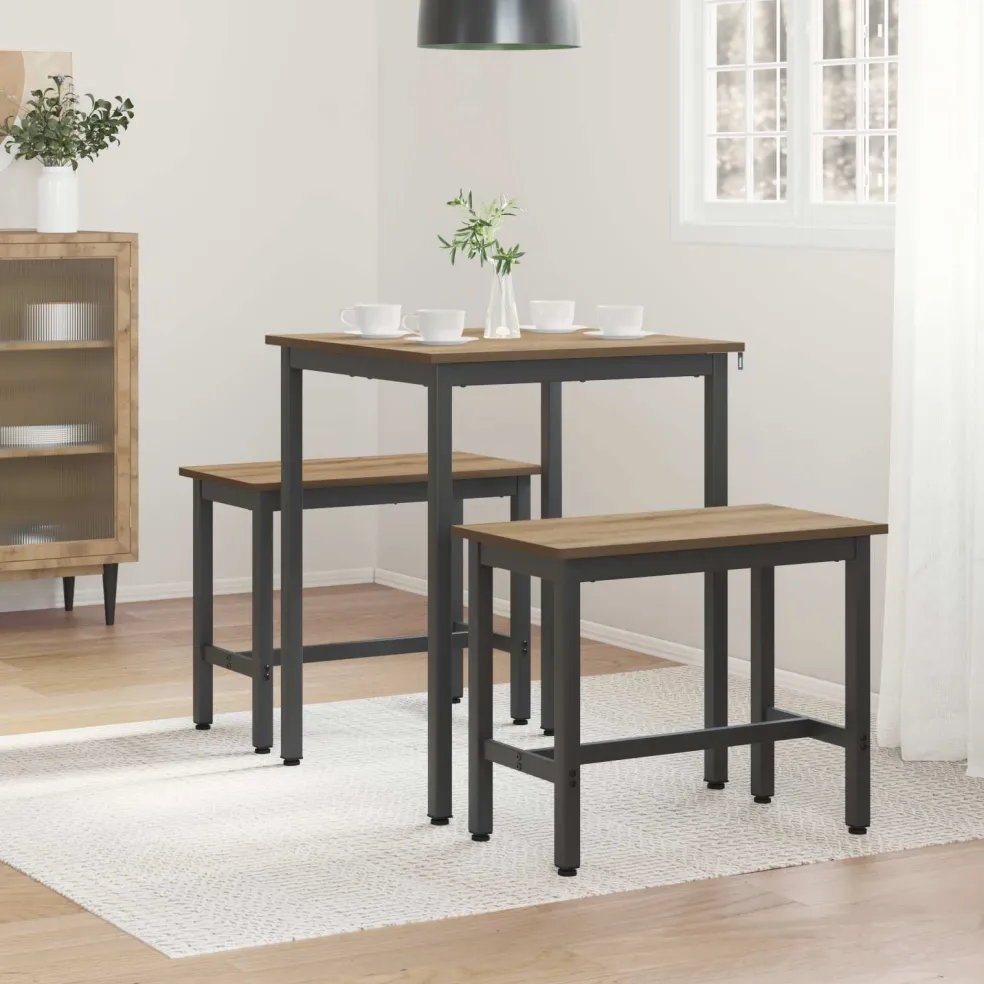 vidaXL Eettafels 60 x 60 x 75 cm Bewerkt hout Artisanaal eiken