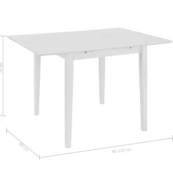 vidaXL Eettafel verlengbaar (80-120)x80x74 cm MDF wit