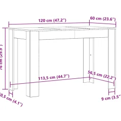 vidaXL Eettafel 120x60x76 cm bewerkt hout betongrijs