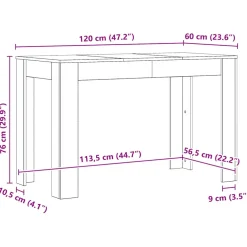 vidaXL Eettafel 120x60x76 cm bewerkt hout artisanaal eikenkleur