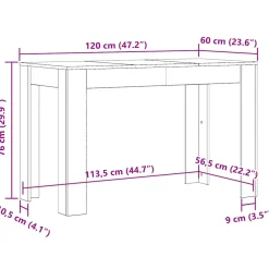 vidaXL Eettafel 120x60x76 cm bewerkt hout sonoma eikenkleurig