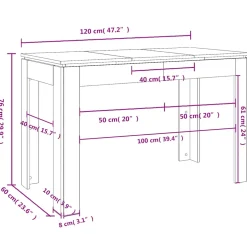 vidaXL Eettafel 120x60x76 cm bewerkt hout sonoma eikenkleurig