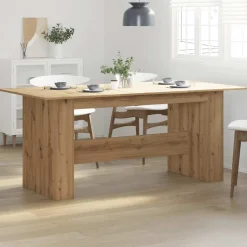 vidaXL Eettafel 180x90x76 cm bewerkt hout artisanaal eikenkleur