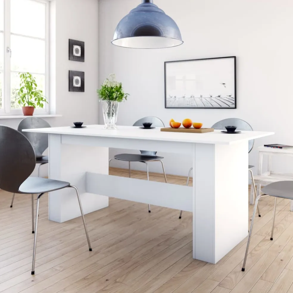 vidaXL Eettafel 180x90x76 cm bewerkt hout wit
