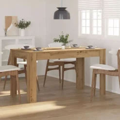 vidaXL Eettafel 140x74,5x76 cm bewerkt hout artisanaal eikenkleurig