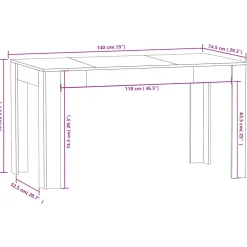 vidaXL Eettafel 140x74,5x76 cm bewerkt hout wit