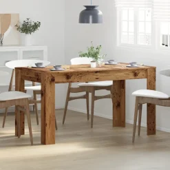 vidaXL Eettafel 140x74,5x76 cm bewerkt hout oud houtkleurig
