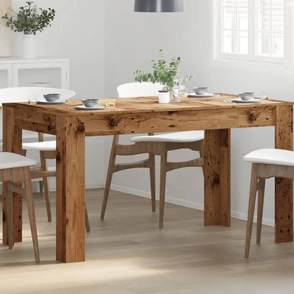 vidaXL Eettafel 140x74,5x76 cm bewerkt hout oud houtkleurig