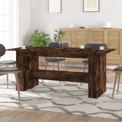 vidaXL Eettafel 180x90x76 cm bewerkt hout gerookt eikenkleurig