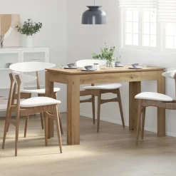 vidaXL Eettafel 120x60x76 cm bewerkt hout artisanaal eikenkleur