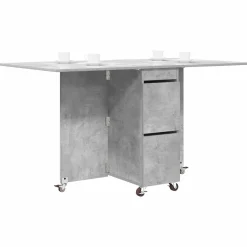 vidaXL Eettafel 140 x 80 x 77 cm Bewerkt hout Betongrijs Rechthoekig