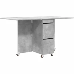 vidaXL Eettafel 140 x 80 x 77 cm Bewerkt hout Betongrijs Rechthoekig