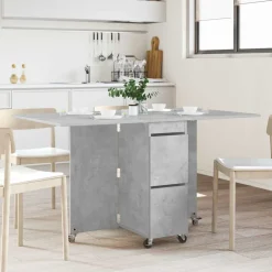 vidaXL Eettafel 140 x 80 x 77 cm Bewerkt hout Betongrijs Rechthoekig