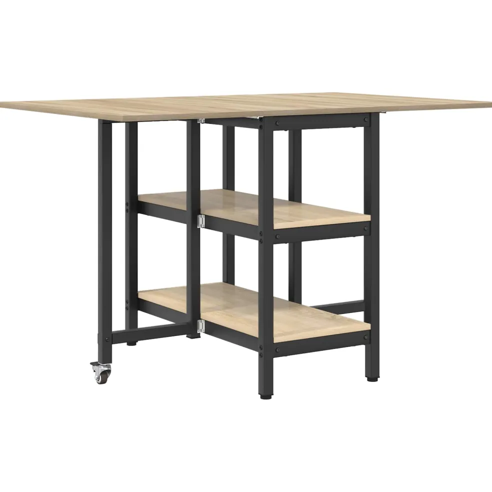 vidaXL Eettafel 122 x 80 x 76,5 cm Bewerkt hout Sonoma Eiken