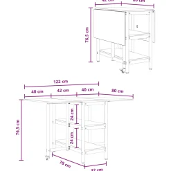 vidaXL Eettafel 122 x 80 x 76,5 cm Bewerkt hout Sonoma Eiken