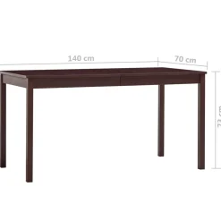 vidaXL Eettafel 140x70x73 cm grenenhout donkerbruin