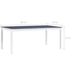 vidaXL Eettafel 180x90x73 cm grenenhout wit en grijs