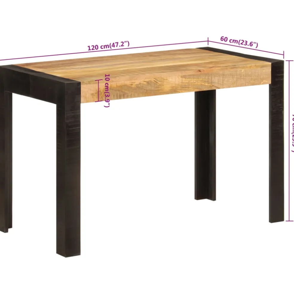 vidaXL Eettafel 120x60x76 cm massief mangohout