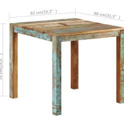 vidaXL Eettafel 82x80x76 cm massief gerecycled hout