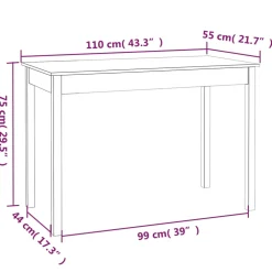 vidaXL Eettafel 110x55x75 cm massief grenenhout