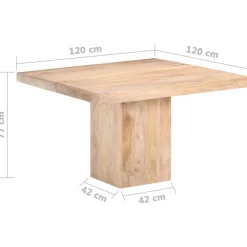vidaXL Eettafel 120x120x77 cm massief mangohout