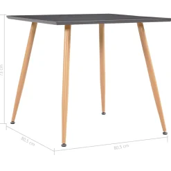 vidaXL Eettafel 80,5x80,5x73 cm MDF grijs en eikenkleurig