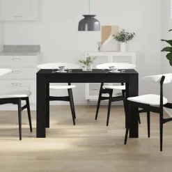 vidaXL Eettafel 120x60x76 cm spaanplaat zwart eikenkleurig