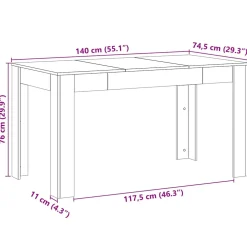 vidaXL Eettafel Zwart eiken 140 x 74,5 x 76 cm Bewerkt hout