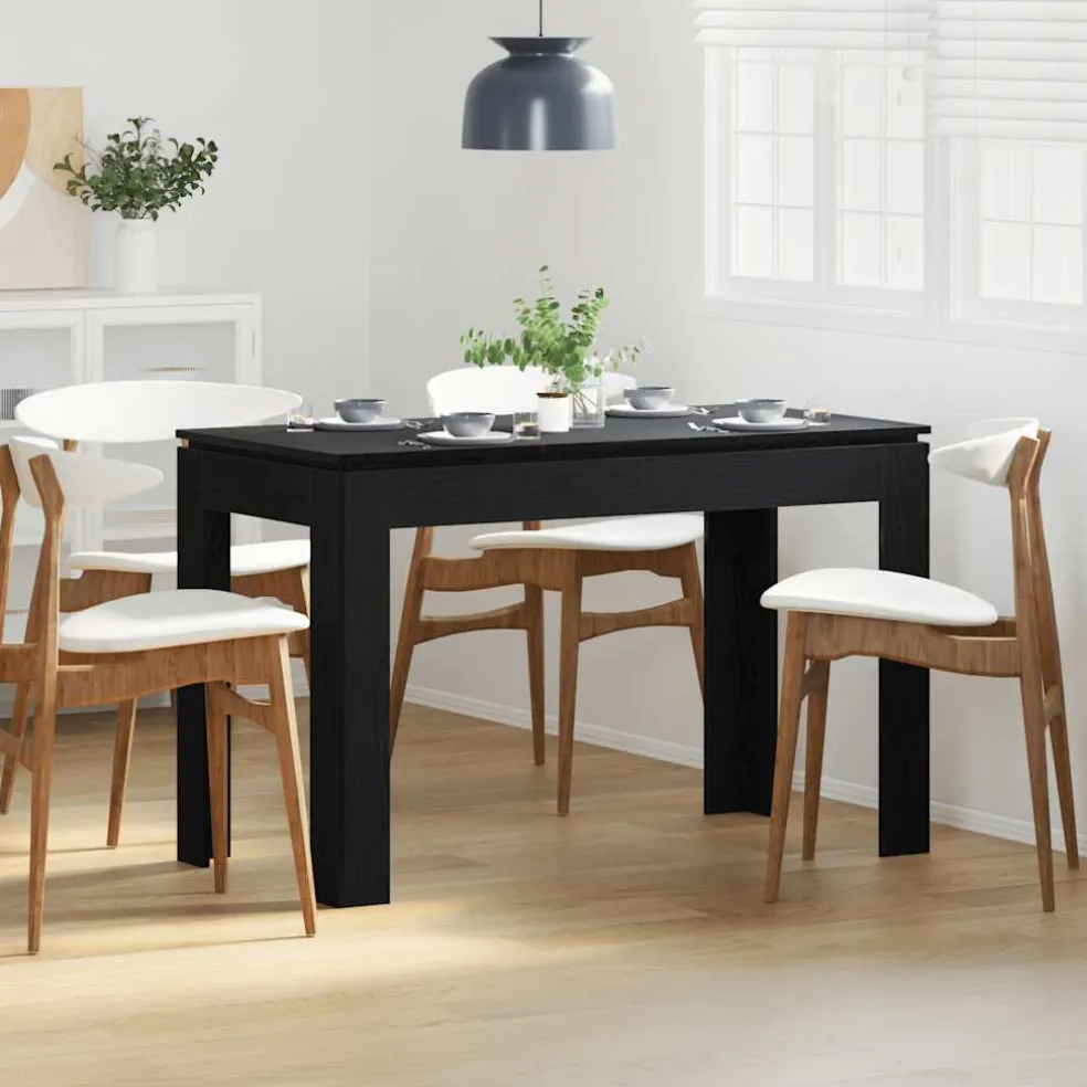 vidaXL Eettafel Zwart Eiken 120x60x76 cm Bewerkt Hout