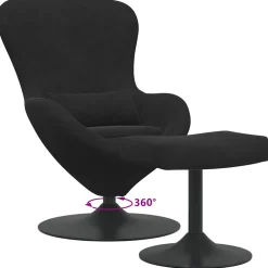 vidaXL Egg Chair met Voetsteun Zwart Fluweel