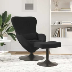 vidaXL Egg Chair met Voetsteun Zwart Fluweel