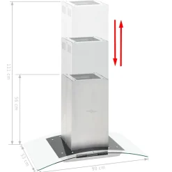 vidaXL Eilandafzuigkap LCD-scherm sensor 756 m³/u LED 90 cm