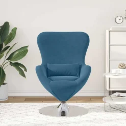 vidaXL Eivormige stoel Blauw Fluweel