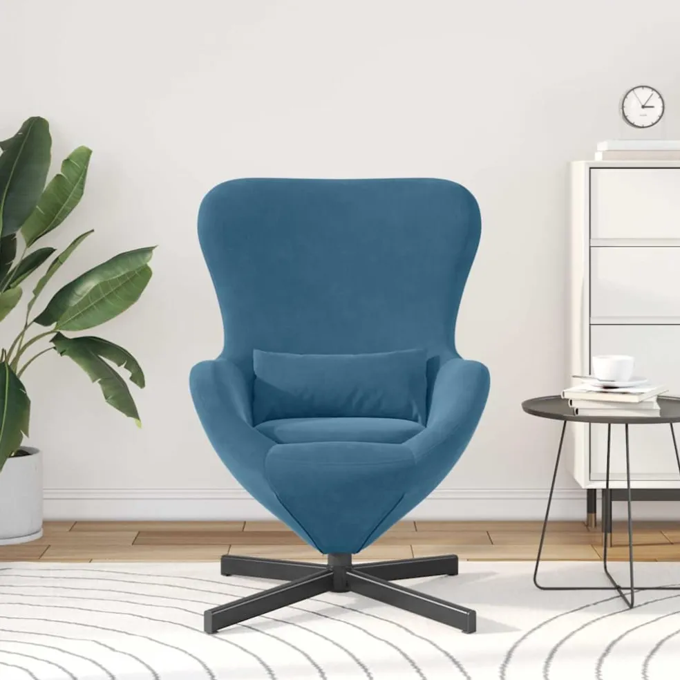 vidaXL Eivormige stoel Blauw 63 x 73 x 90 cm Fluweel