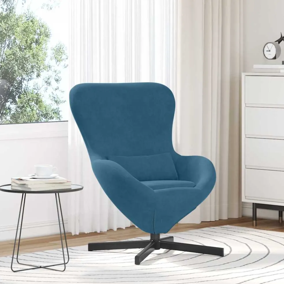 vidaXL Eivormige stoel Blauw 63 x 73 x 90 cm Fluweel
