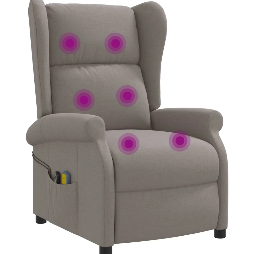 vidaXL Elektrische massage fauteuil met hoge rugleuning Taupe Stof