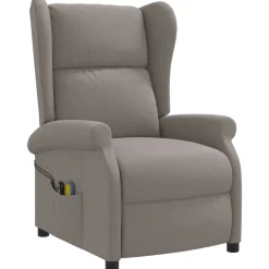 vidaXL Elektrische massage fauteuil met hoge rugleuning Taupe Stof