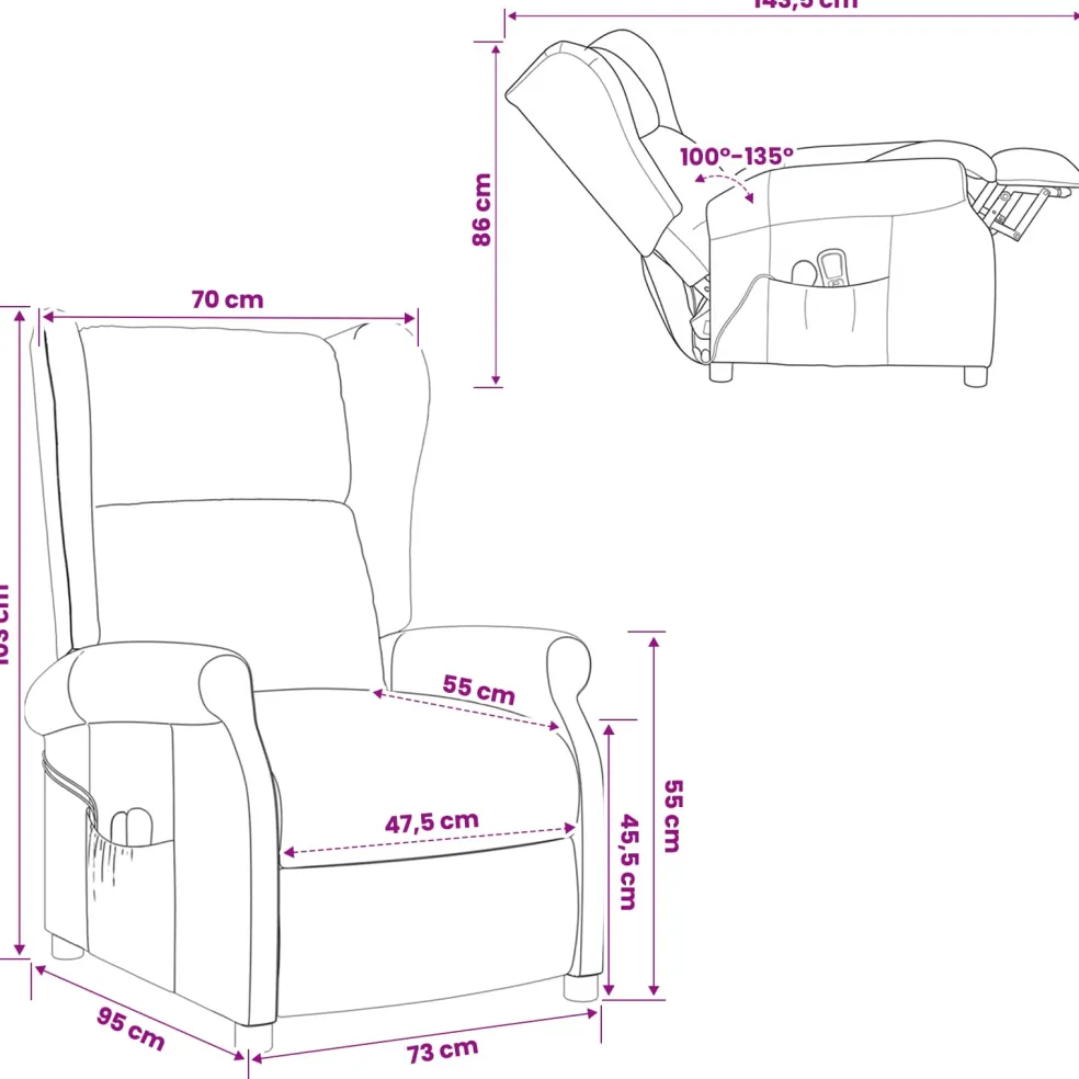 vidaXL Elektrische massage fauteuil met hoge rugleuning Taupe Stof