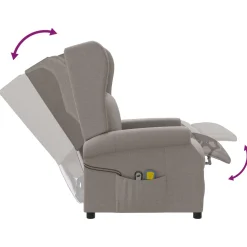 vidaXL Elektrische massage fauteuil met hoge rugleuning Taupe Stof