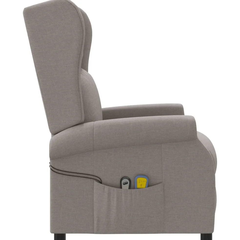 vidaXL Elektrische massage fauteuil met hoge rugleuning Taupe Stof