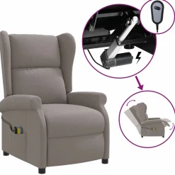 vidaXL Elektrische massage fauteuil met hoge rugleuning Taupe Stof