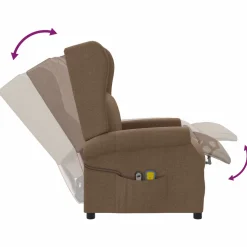 vidaXL Elektrische massage fauteuil met hoge rugleuning Bruin Stof