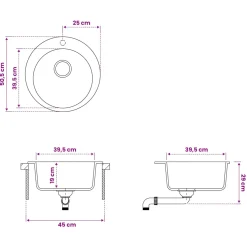 vidaXL Enkele keukenspoelbak Graniet 50,5 x 29 cm Grafiet