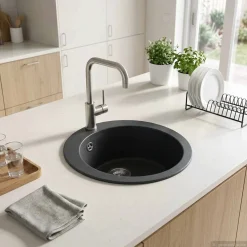 vidaXL Enkele keukenspoelbak Graniet 50,5 x 29 cm Grafiet