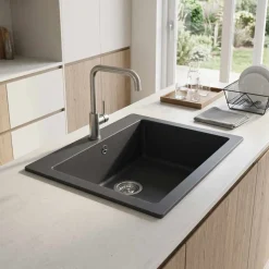 vidaXL Enkele keukenspoelbak Graniet 42.5 x 50 x 31 cm Grafiet