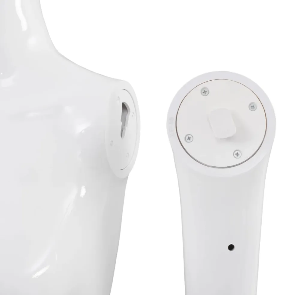 vidaXL Etalagepop vrouwelijk met glazen voet 175 cm glanzend wit