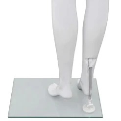 vidaXL Etalagepop vrouwelijk met glazen voet 175 cm glanzend wit