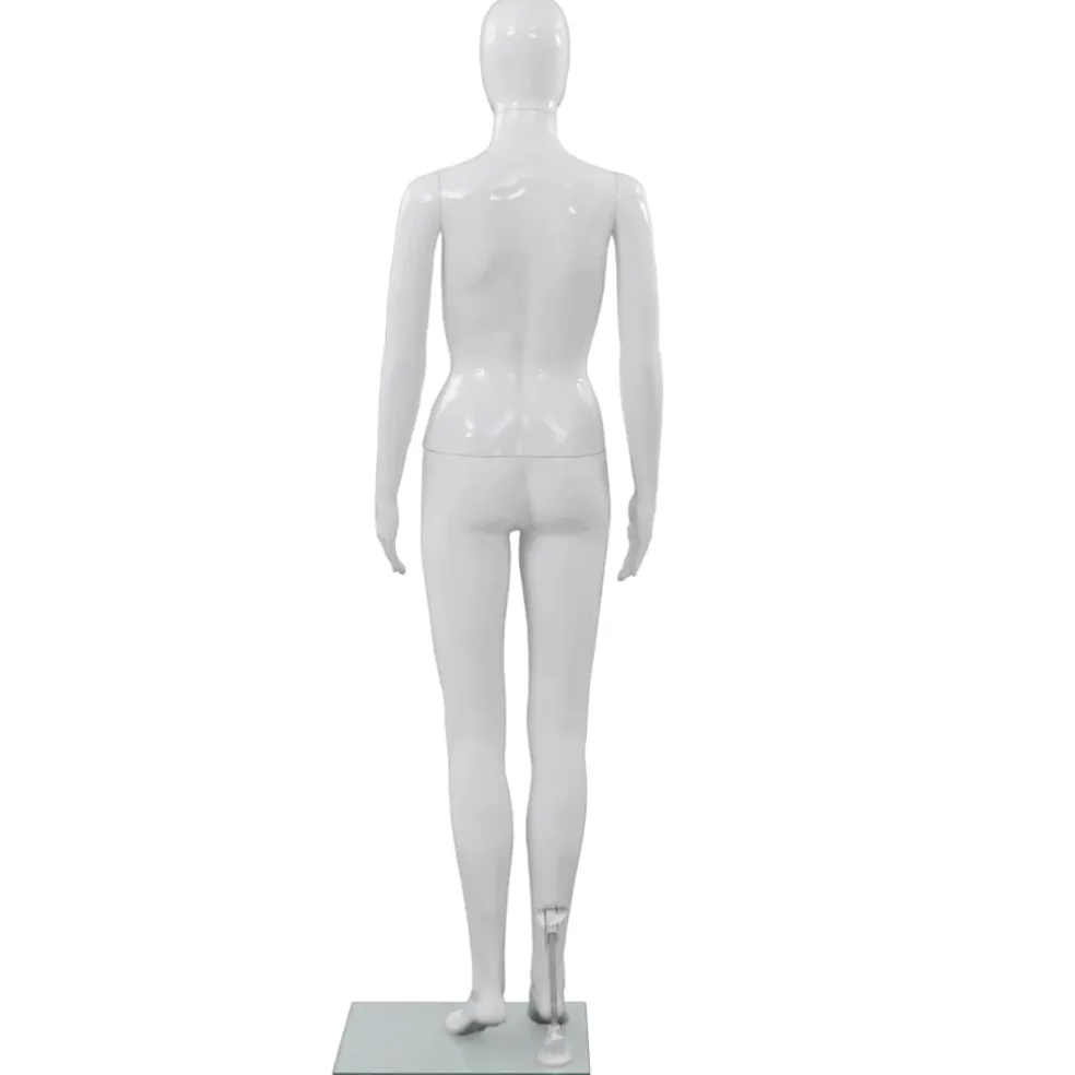vidaXL Etalagepop vrouwelijk met glazen voet 175 cm glanzend wit